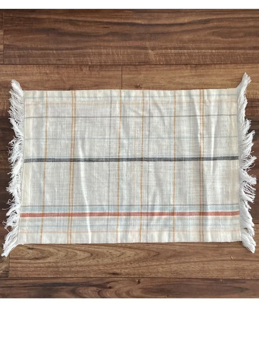 Hearth & Hand Cream Plaid Fringe Table Runner Set of Four!